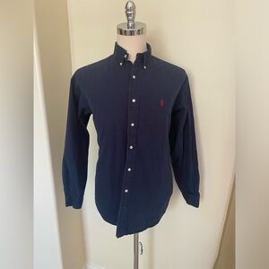 Ralph Lauren Vintage Blaire LS Button Down Cotton Twill Shirt in Navy L
